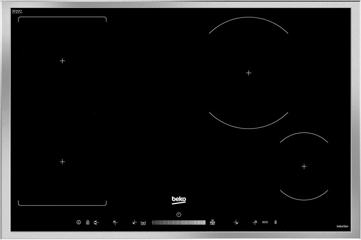 Beko Piano cottura a induzione, 77 cm, piastra a induzione, acciaio inox, HII 84500 FHTX, 80 cm, a induzione flessibile