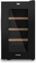 Cantinetta vino, 23 L, 8 bottiglie, 11 a 18 °C, H.Koenig AGE8, 2 zone di temperatura, 3 ripiani in legno, refrigerante, silenziosa, elegante, Nera