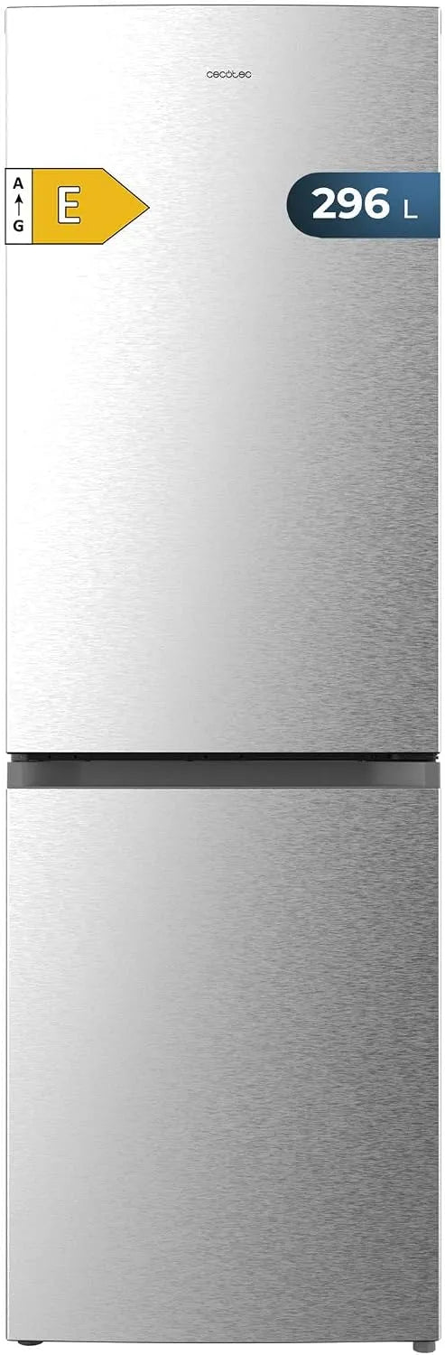 Cecotec Bolero CoolMarket Combi Frigorifero combinato, 296 L, scongelamento, acciaio inox, frigo con congelatore, Altezza 185cm e 60cm Larghezza