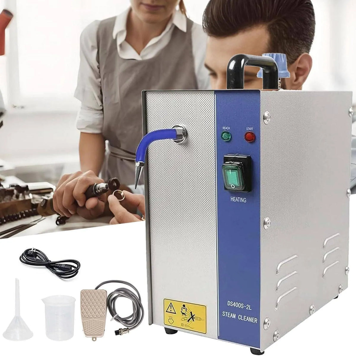 Dell Lavatrice, 2 L, ampio serbatoio, vapore, acciaio inox, Riscaldamento rapido in 8 Minuti, 135 °C, 275 °F, Accessori Completi 2L