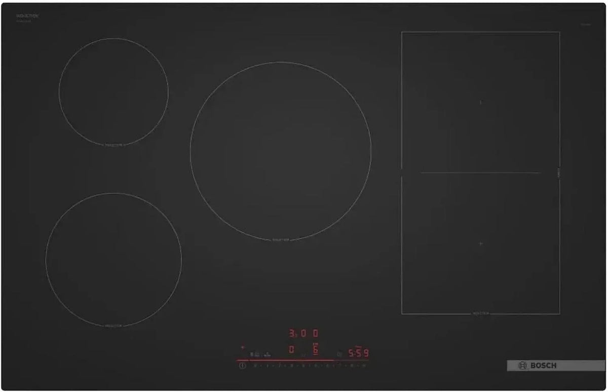 Bosch Serie 6 PVW81CHB1E Piano cottura a induzione, 80 cm, piastra a induzione, Boost, superficie opaca per 5 volte meno graffi, Power Boost