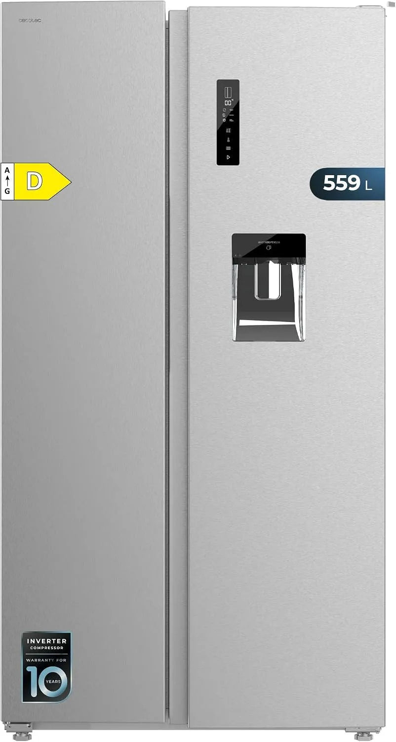 Cecotec Bolero Coolmarket Sbs Frigorifero, 177 cm, classe energetica D, No Frost, Inverter, acciaio inox, Cecotec Frigorifero Americano Side by Side