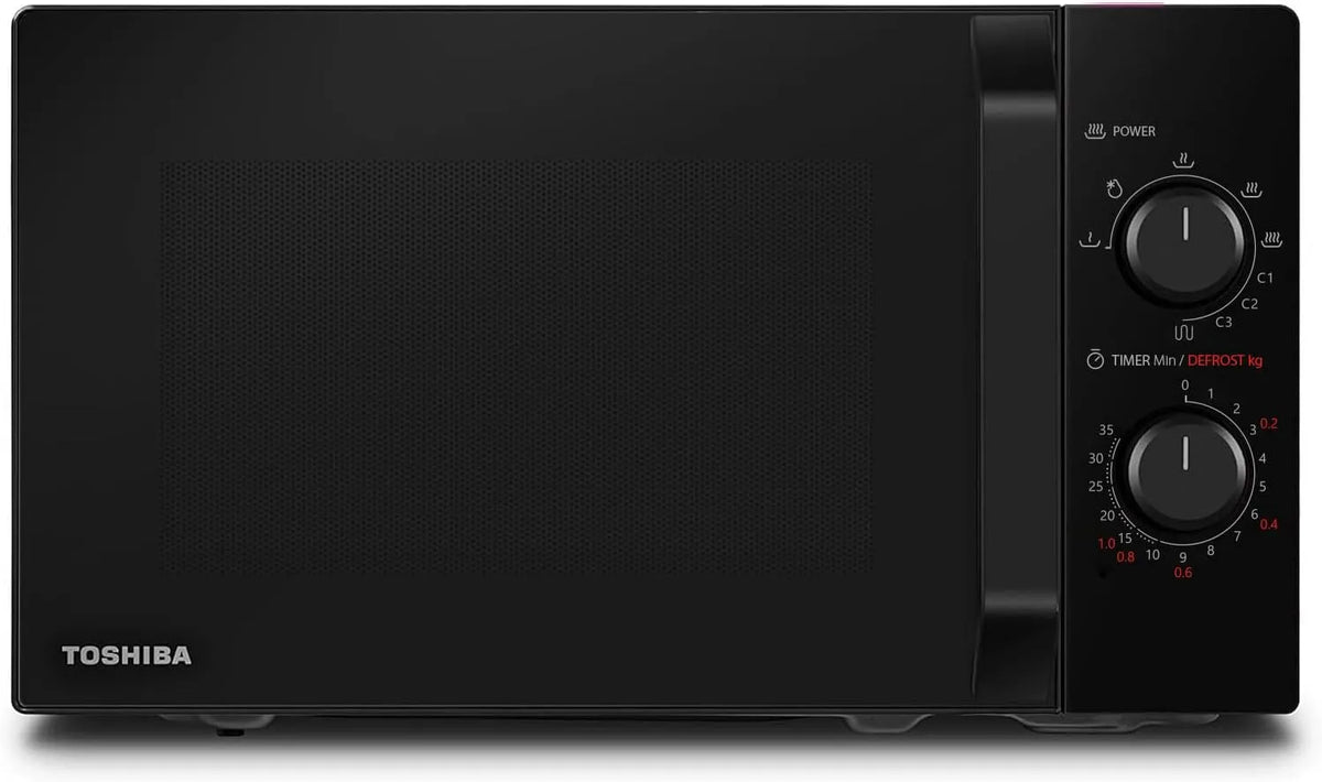 Toshiba MW2-MG20P 3-in-1 Forno a microonde, 20 L, 800/1000 W, grill, timer, nero, 5 Livelli di Potenza Regolabili