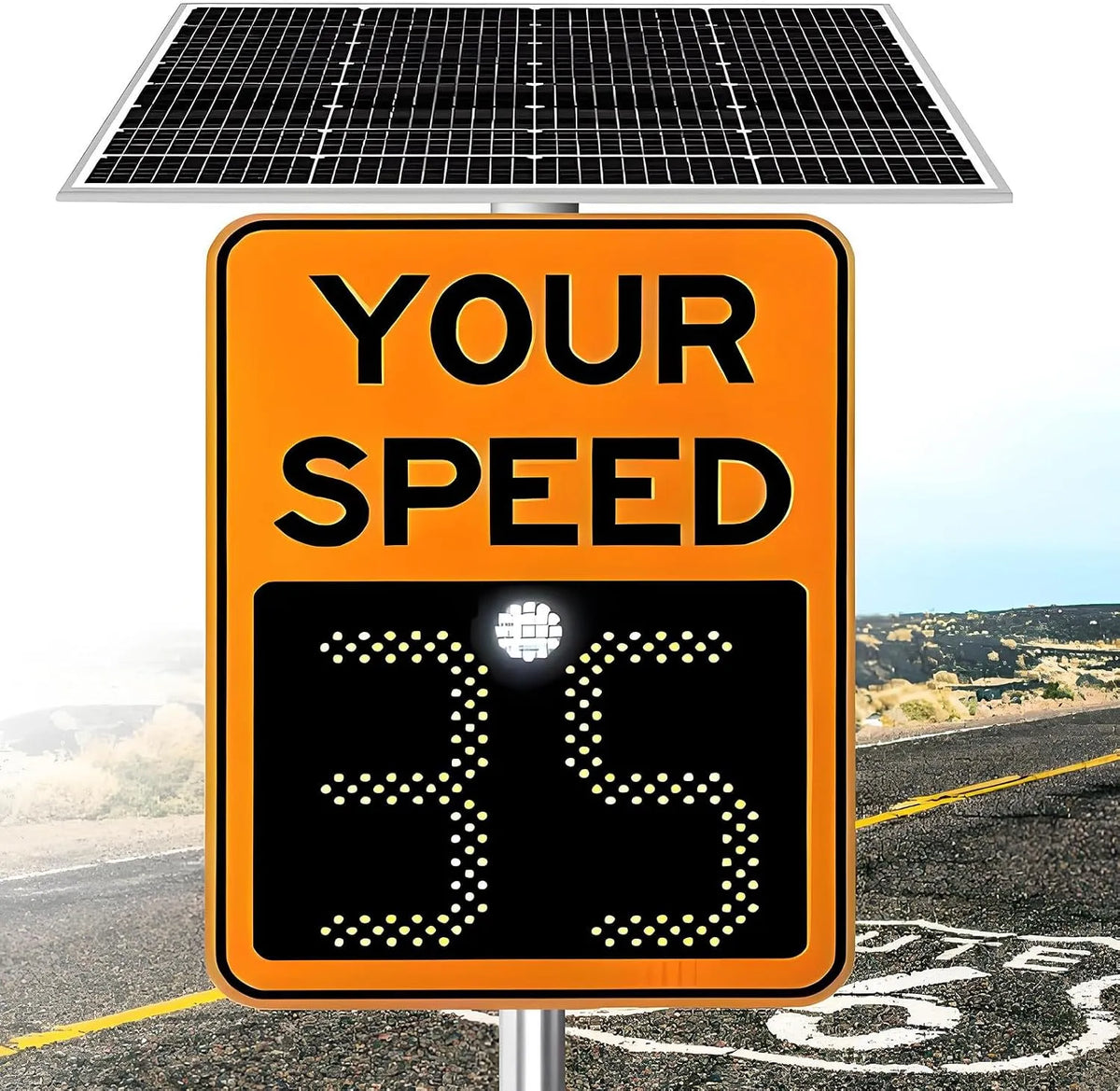 Prodotto con limite di velocità, Segnaletica stradale a energia solare per la sicurezza stradale, telecomando, ampio display digitale, alimentazione