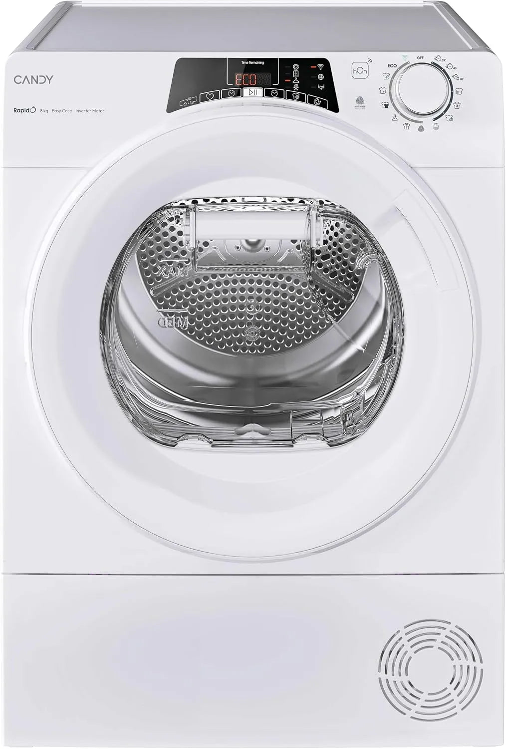 Candy EH8N3TE-S Asciugatrice, 85 x 59.6 x 61.1 cm, 8 kg, classe energetica C, libera installazione, Wi-Fi, Inverter, EasyCase, Cicli Rapidi, Funzione
