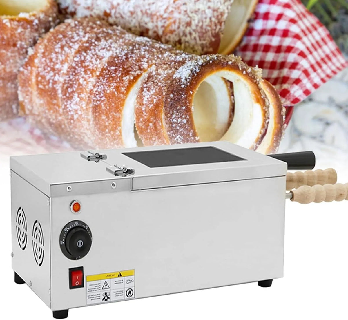 Forno elettrico, 1500 W, professionale, griglia per panini e Pane con 2 rulli di Cottura, 1500W, griglia per Coni Gelato, Ideale per ristoranti