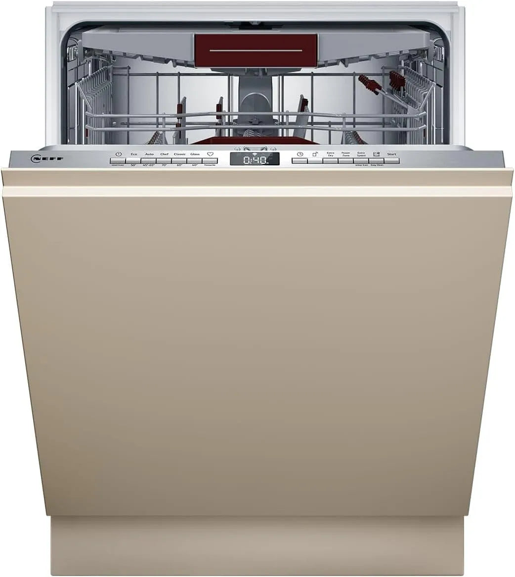 NEFF S255ECX15E Lavastoviglie, 60 cm, incasso totale, forte pulizia Chef 70oC, cestello superiore, N 50, Smart lavastoviglie XXL completamente
