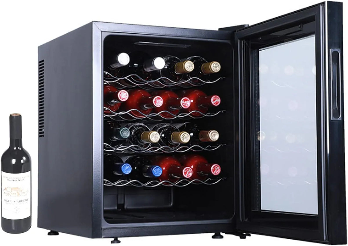 Frigorifero, 48 L, 20 bottiglie, 12 a 18 °C, touch, vetro, nero, luce LED, cantina compatta per uso domestico
