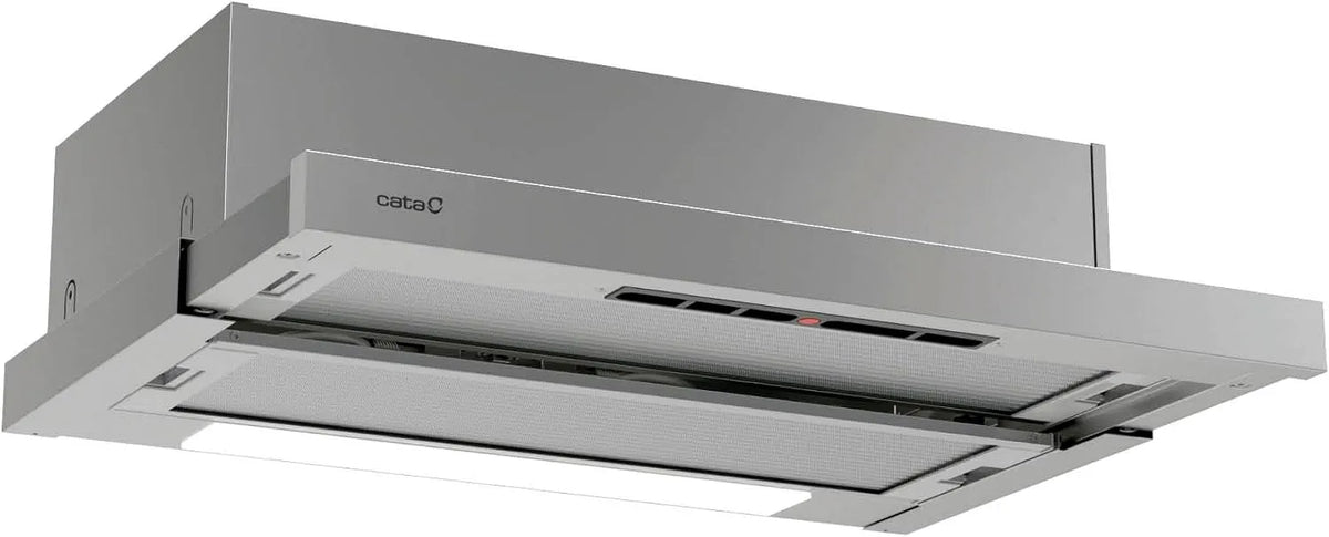 Cata 526X Cappa aspirante, classe energetica E, cappa da cucina, 3 livelli, acciaio inox, CATA TF 526X Cappa Cucina Tipo Telescopica 2 Motori da 65W