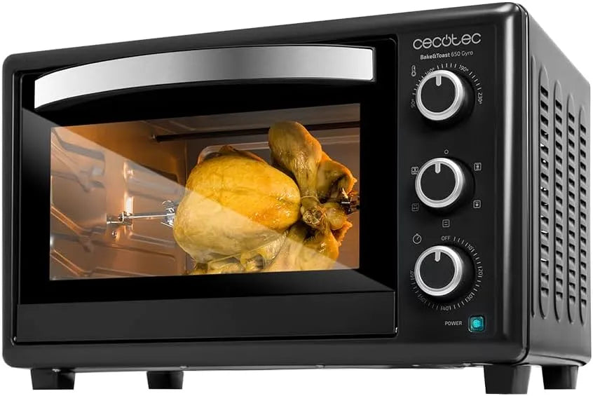 Cecotec Forno elettrico, 30 L, 1500 W, 5 programmi, nero, 5 funzioni diverse, Cecotec Forno da tavolo Bake&Toast 3090 Black Gyro, include girarrosto