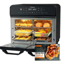 Forno elettrico, 22 L, 2400 W, 10 programmi, 2 zone di temperatura, acciaio inox, 2400W friggitrice aria 2 cestelliin in acciaio inossidabile