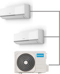 modello R32, Gas R32, Climatizzatore 9.000 + 12.000 BTU, Aryal Dual 14 con Unità Interna Phenix, h Multisplit Inverter, Wifi Integrato, Ionizzatore