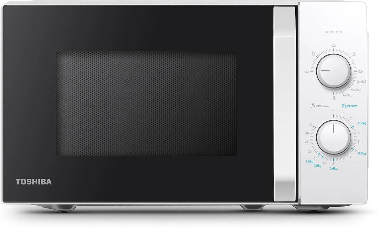 Toshiba MW2-MG20P Forno a microonde, 20 L, 800/1000 W, grill, timer, bianco, 5 livelli di potenza regolabili